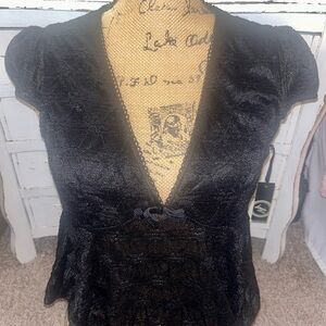 Elegant Black Lace Women's Sleep Top
